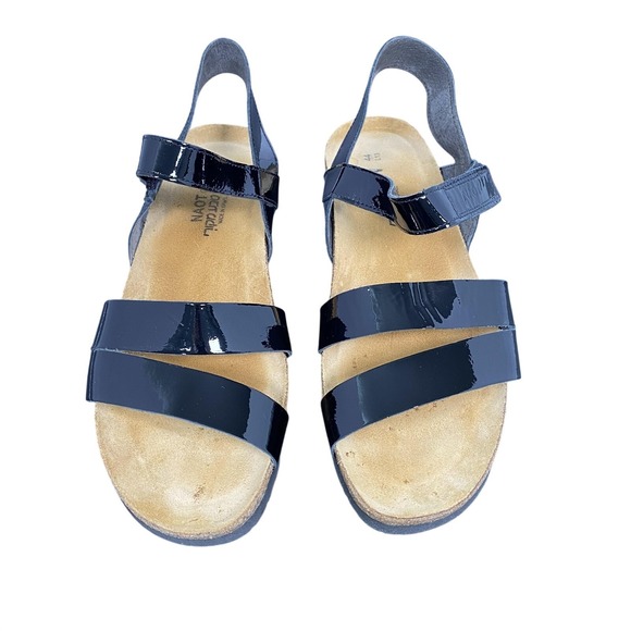 Naot Shoes - Naot Sandals Womens Size 13 44 Black Patent Leather Wedge Strappy Comfort Shoes